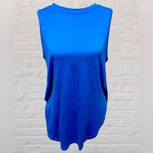 Blue Side Slit Tank Top